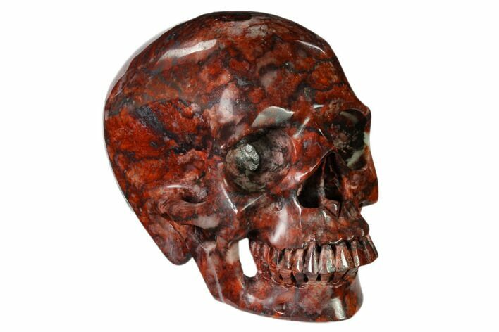 Realistic, Polished Red Picture Jasper Skull #150883